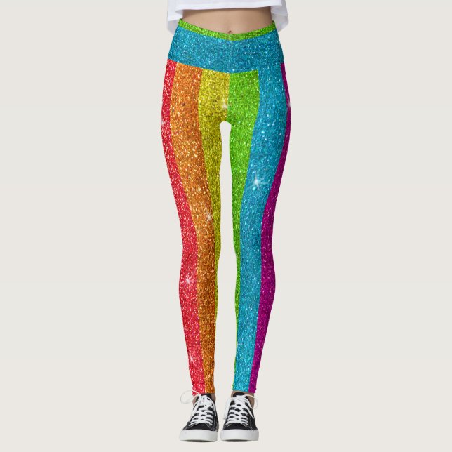 Glitter Rainbow Flagga jämlikhet Gay pride Leggings (Framsida)