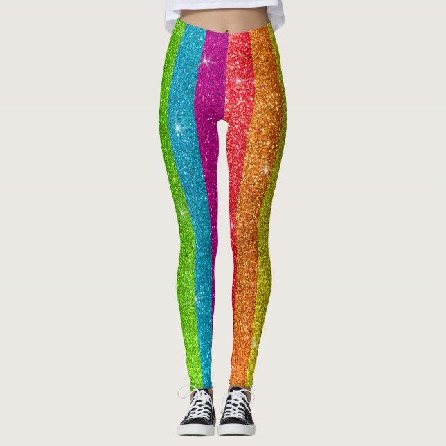 Glitter Rainbow Flagga jämlikhet Gay pride Leggings (Framsida)