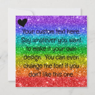 Glitter Rainbow Heart Blank Julkort