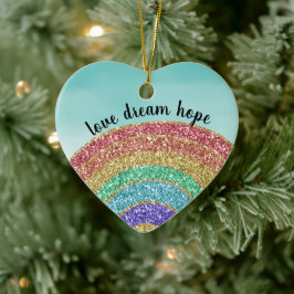 Glitter Rainbow Kärlek Dream Hope Personlig Julgransprydnad Keramik