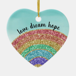 Glitter Rainbow Kärlek Dream Hope Personlig Julgransprydnad Keramik
