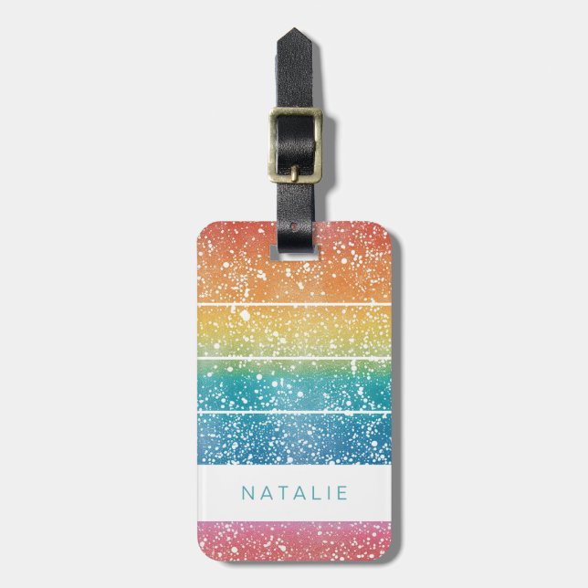 Glitter Rainbow Luggage Tag Bagagebricka (Vertikal Framsida)
