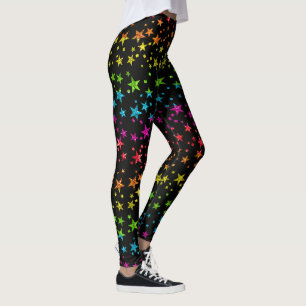 Glitter Rainbow Star Mönster Gay pride Chic Black Leggings