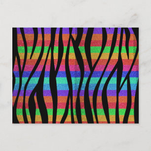 Glitter Rainbow zebra ränder Vykort