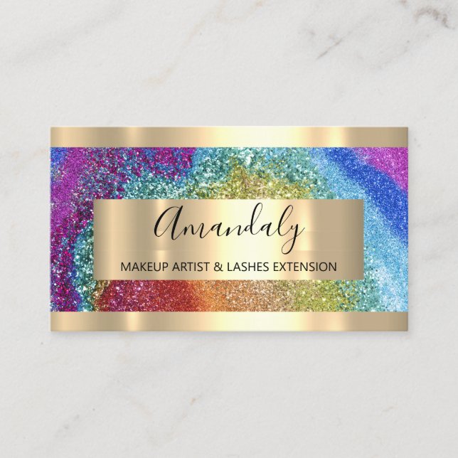 Glitter Ram, händelseplanerare för regnbågsdiagram Visitkort (Framsida)