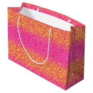Glitter Rand,Rosa-Gult-GIFT BAG L