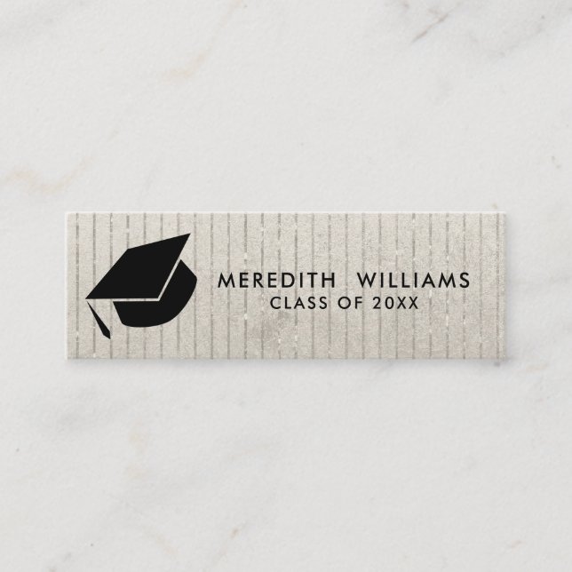 Glitter-randig Grad Cap Studenten Infoga Mini Visitkort (Framsida)