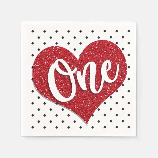 Glitter Raring Valentineser Flickan första födelse Pappersservett (Framsidan)