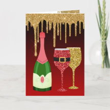 Glitter Red and Guld Champagne Glass jul