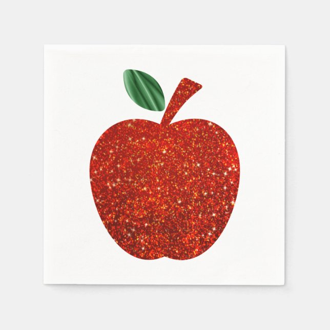 Glitter Red Apple Napkin Pappersservett (Framsidan)