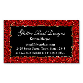 Glitter Red Elegance Magnetic Affärskort Visitkortmagnet