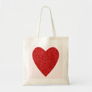 Glitter Red Heart Bröllop Tygkasse