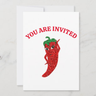 Glitter Red Hett Pepper Diva Inbjudningar