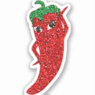 Glitter Red Hett Pepper Diva Klistermärken