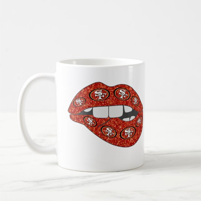 Glitter Red Läppar Mugg med SF-Logotyp - Bold & Gl (Vänster)