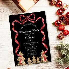 Glitter Red Ribbon God God God God God jul Party Inbjudningar