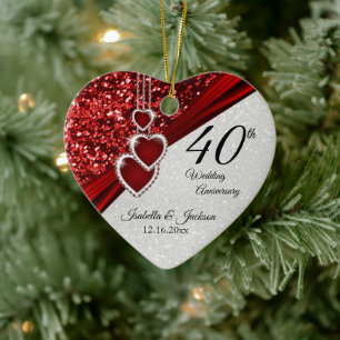 Glitter Red Ruby 40-årsdagen 💕 Julgransprydnad Keramik