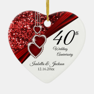 Glitter Red Ruby 40-årsdagen 💕 Keepsaké Julgransprydnad Keramik