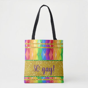 GLITTER regnbåge, gay pride argyle mot väskan Tygkasse