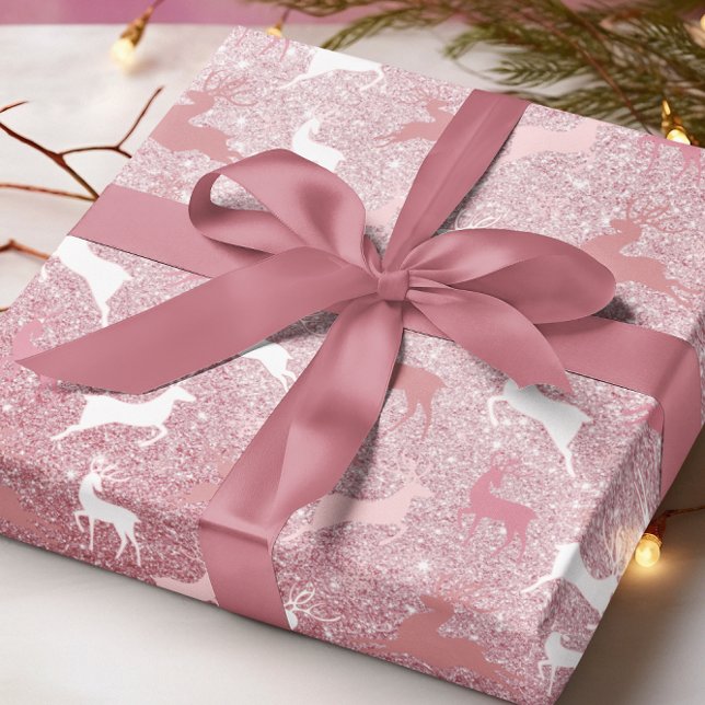 Glitter Reindeer jul Mönster Presentpapper (Skapare uppladdad)