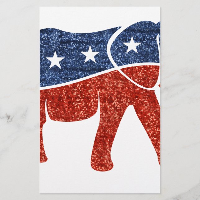 glitter-republikansk elefant brevpapper (Framsida)