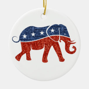 glitter-republikansk elefant julgransprydnad keramik
