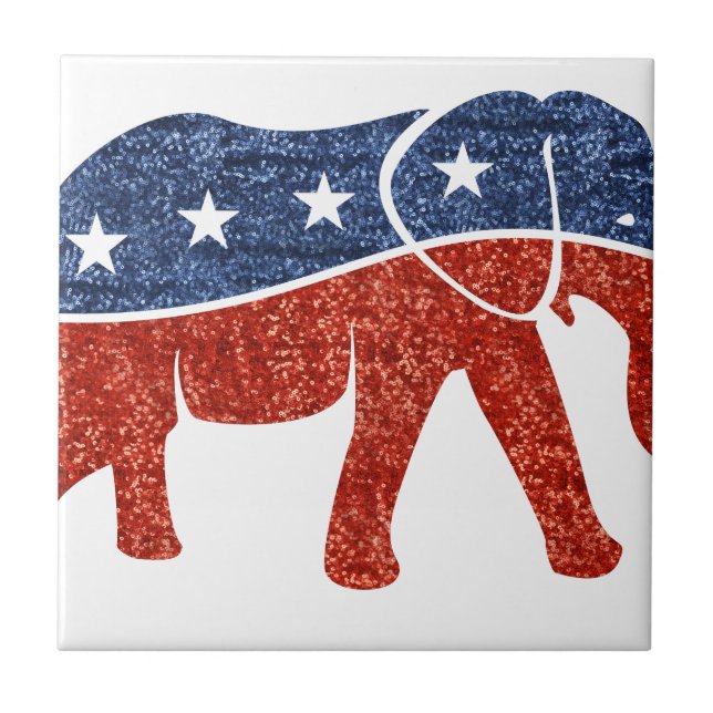 glitter-republikansk elefant kakelplatta (Framsidan)