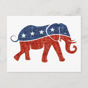 glitter-republikansk elefant vykort