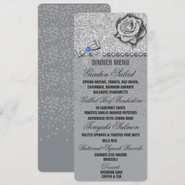 Glitter, Ro, Diamanter och Bow Bröllop Menu Meny