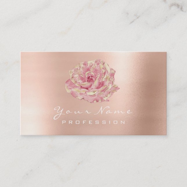 Glitter Ro Flower Guld Champagne Lux Visitkort (Framsida)