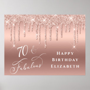 Glitter Ro Guld 70:e Födelsedagsfesten Poster