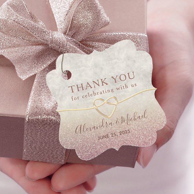 Glitter Ro Guld Bröllop Tack Gåvor Etiketter (Skapare uppladdad)