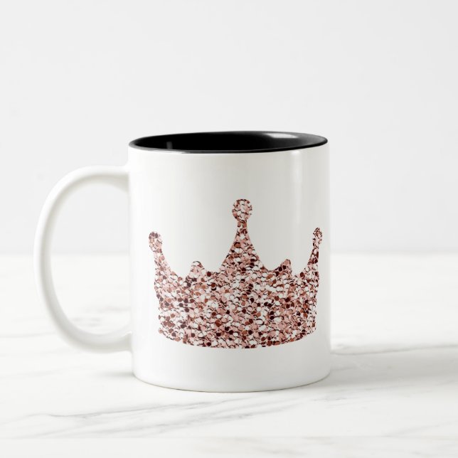 Glitter Ro Guld Krona Clipart Queen ClipartCrown Två-Tonad Mugg (Vänster)