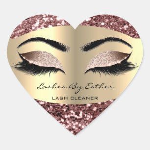 Glitter Ro Guld lash by Cleaner Heart Makeup Hjärtformat Klistermärke
