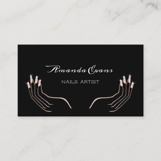 Glitter Ro Manicuant Nagel Artist Möte Tidsbeställning Kort (Framsida)