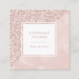 Glitter Ro Rosa  vattenfärgsruta affärskort Fyrkantigt Visitkort