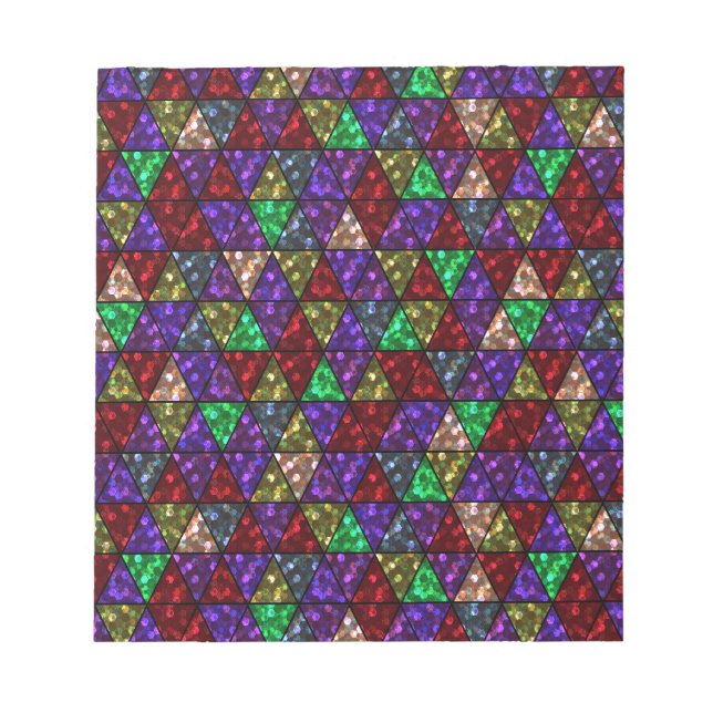 Glitter. Röd, grönt, lila. Anteckningsblock (Framsida)