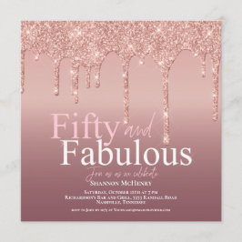 Glitter  Rosa 50 och Fabulous Birthday Inbjudningar