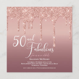 Glitter Rosa 50 och Fabulous Birthday-skript Inbjudningar