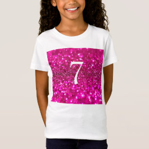 Glitter Rosa 7:e Birthday Girly T Shirt