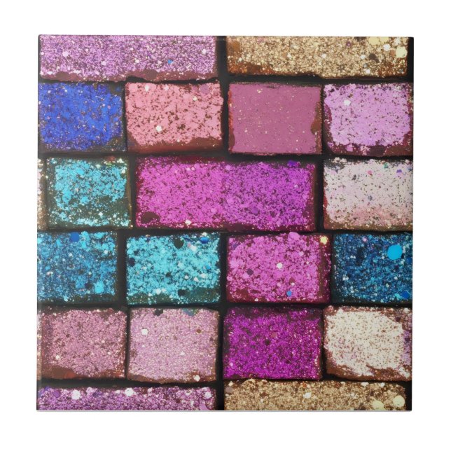 Glitter Rosa Brick Mönster Kakelplatta (Framsidan)