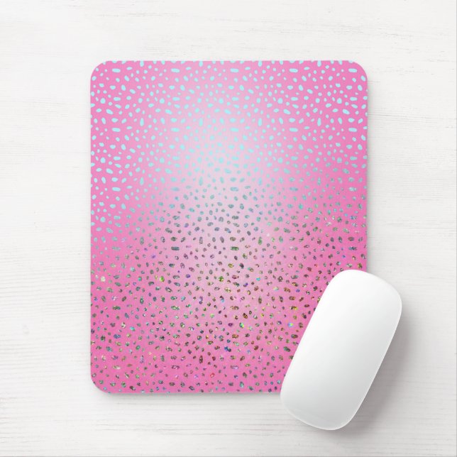 Glitter Rosa Cheetah Skriv ut Musmatta (Med mus)