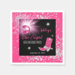 Glitter Rosa Disco Cowgirl 60:e Födelsedagsfesten Pappersservett