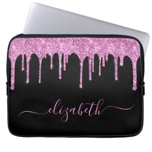 Glitter Rosa Drives Personlig Black Laptop Fodral