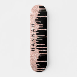 Glitter Rosa Drives Personlig Black Mini Skateboard Bräda 18,5 Cm