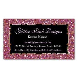 Glitter Rosa Elegance Magnetic Affärskort Magnetiska Visitkort