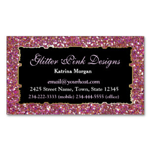 Glitter Rosa Elegance Magnetic Affärskort Magnetiska Visitkort