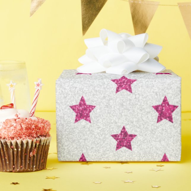 Glitter Rosa Färg Simple Design Gift Presentpapper (Födelsedagsfest)