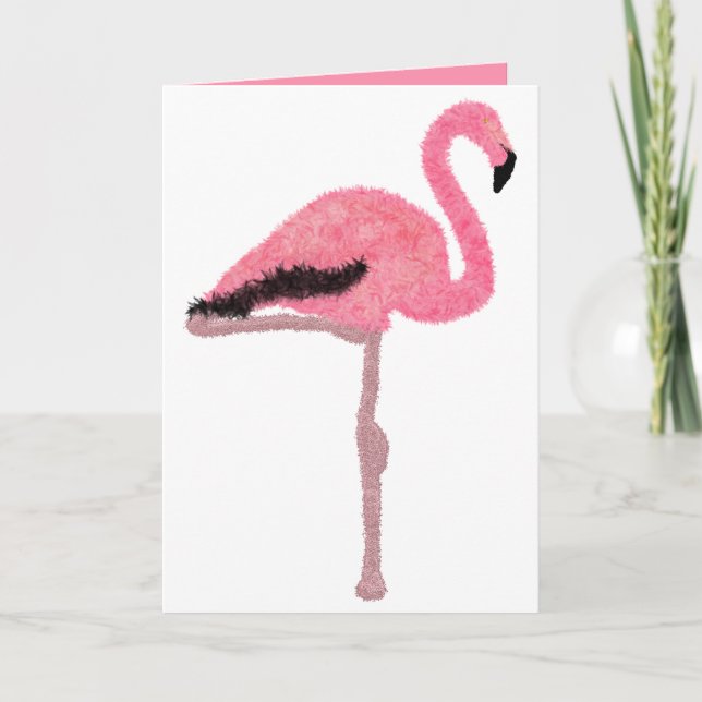 Glitter rosa flamingo helgkort (Framsida)