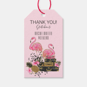 Glitter Rosa Flamingo Suitcases Tack Presentetikett